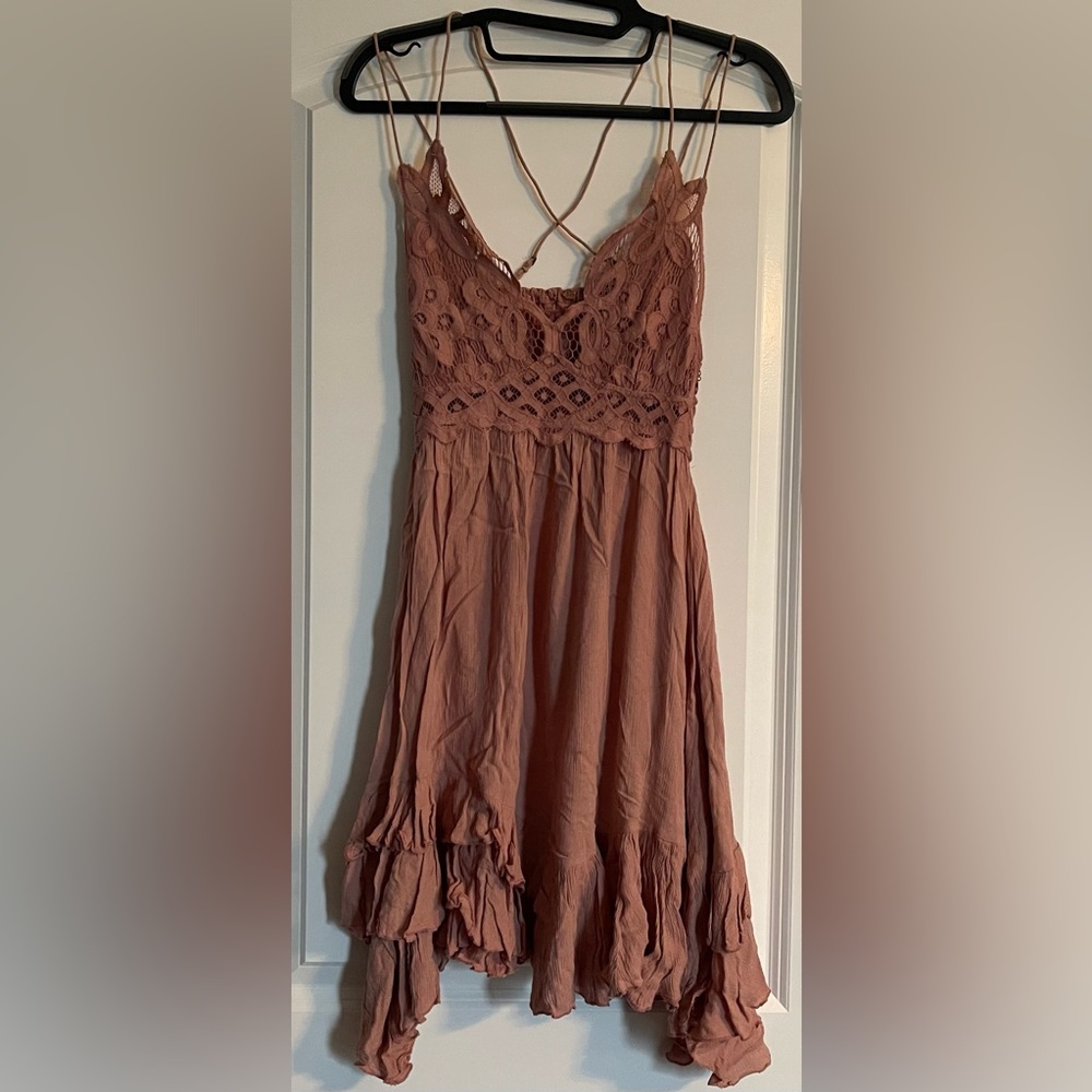 Free People Peach Adella Mini Slip Dress